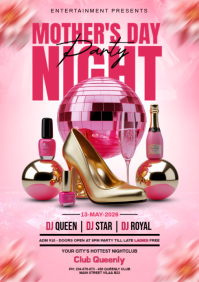 Pink Maximalist Mother's Day Party A4 template