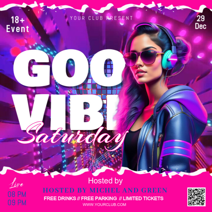 Copy of Pink Maximalist NIGHT PARTY Instagram Post | PosterMyWall