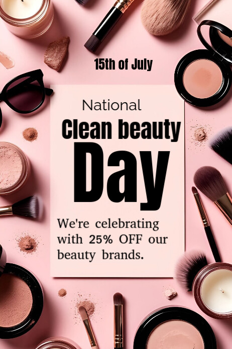 Pink Maximalist National Clean Beauty Day  Poster Plakkaat template