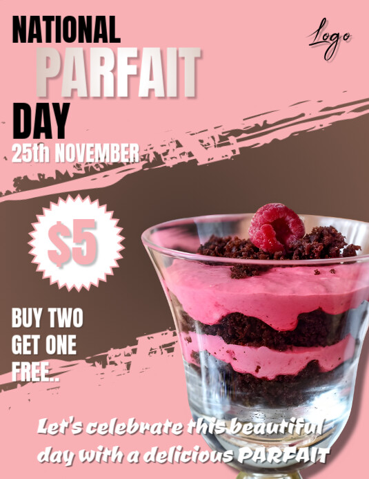 Parfait Front Design Pink Maximalist National Parfait Day Celebration Flyer (us Letter ...