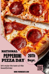 Pink Maximalist National Pepperoni Pizza Day Pinterest Graphic template