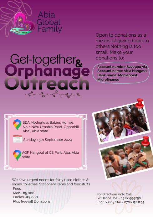 Copy of Pink Maximalist Orphanage Outreach A4 | PosterMyWall