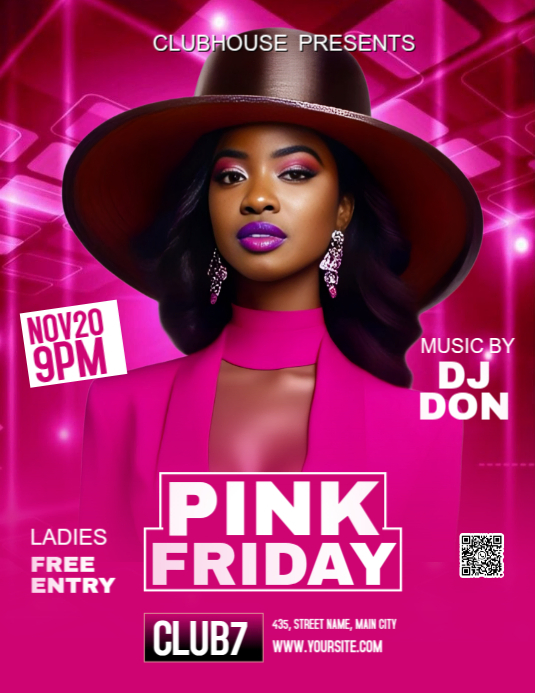Szablon Pink Maximalist Pink Friday Party Flyer Flyer (us Letter ...