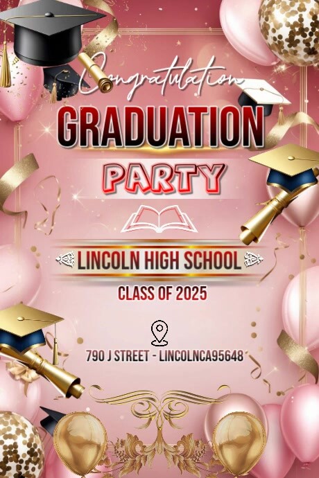 Pink Maximalist Pink Happy Graduation Greeting Card Background Poster Illustratation Poster template