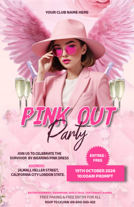 Pink Maximalist Pink Out Party Invitation Tem Template | PosterMyWall