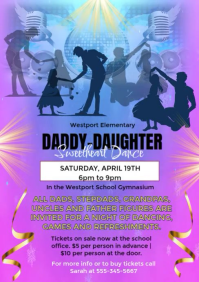 Pink Maximalist Quince Anos Daddy Daughter Dance Party A4 template