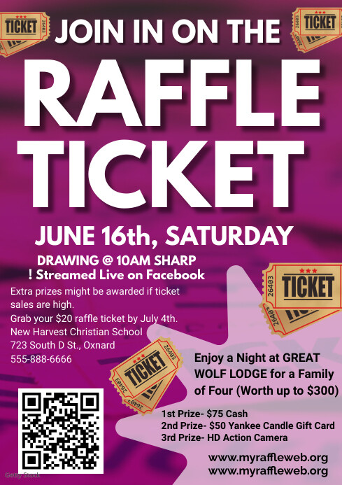 Pink Maximalist Raffle Ticket Flyers Raffle C Template | PosterMyWall