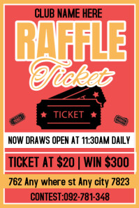Pink Maximalist Raffle Ticket Poster Flyer Poster template