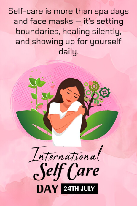 Pink Maximalist Self-care Day Template  Poster Cartaz