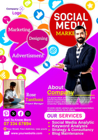 Pink Maximalist Social Media Marketing Flyer A4 template