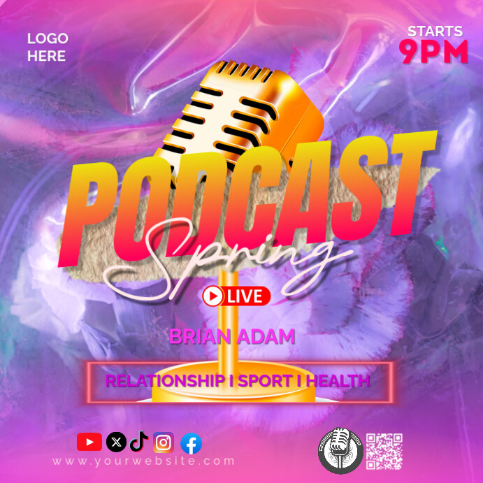 Pink Maximalist Spring Podcast Instagram Post template