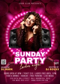 Pink Maximalist Sunday Party Flyer A6 template
