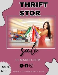 Pink Maximalist Thirft Store Flyer (us Letter) template