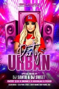 Pink Maximalist Urban Party Poster template