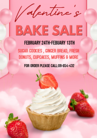 Pink Maximalist Valentine's Bake Sale  A4 template
