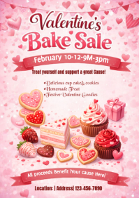 Pink Maximalist Valentine Bake Sale  A4 template