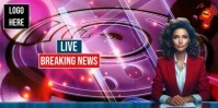 Pink Maximalist Wide Format Breaking News Live Broadcast Grap Eventbrite Banner template