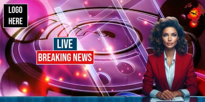 Pink Maximalist Wide Format Breaking News Live Broadcast Grap Eventbrite Banner template