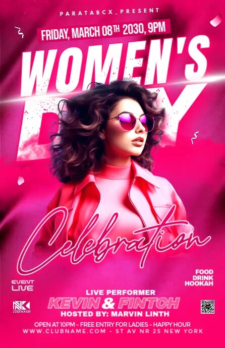 Pink Maximalist Women's Day Celebration Half Page Wide template