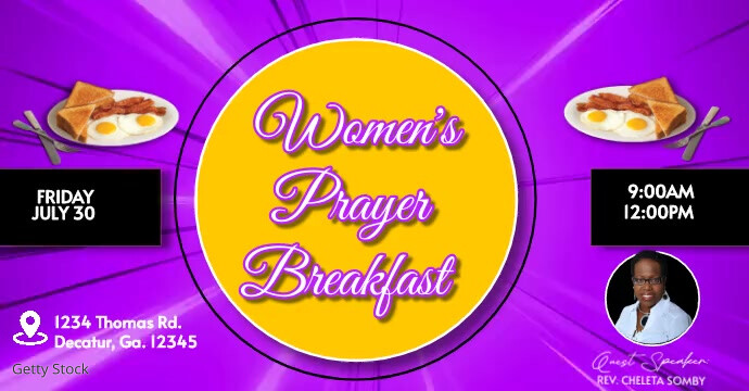 Pink Maximalist Women's Prayer Breakfast Face Facebook Group Cover Photo template