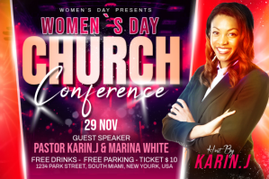 Pink Maximalist Women Church Conference Flyer Label Étiquette template