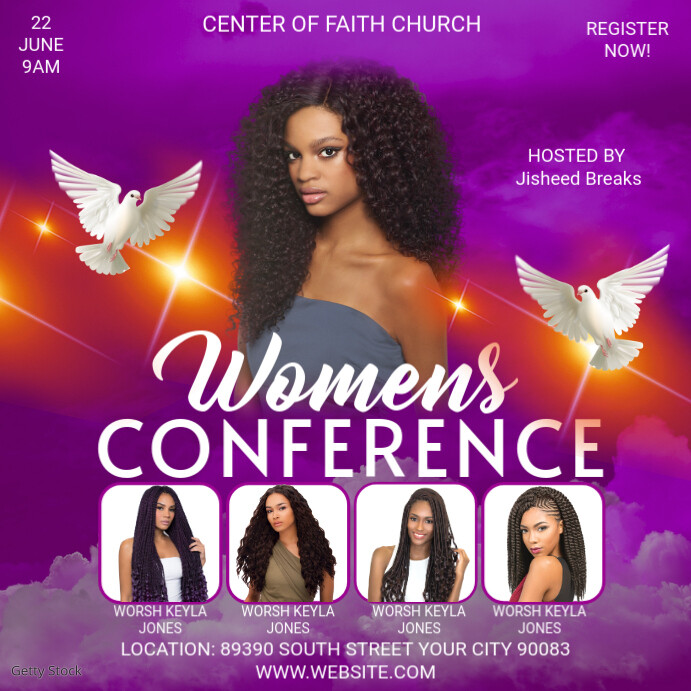 Pink Maximalist Women Prayer Conference Instagram Post Template ...