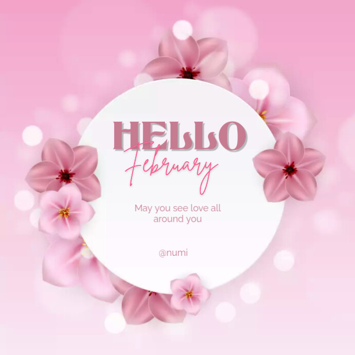 February Simple Design Pink Minimalist February Greeting Template | PosterMyWall