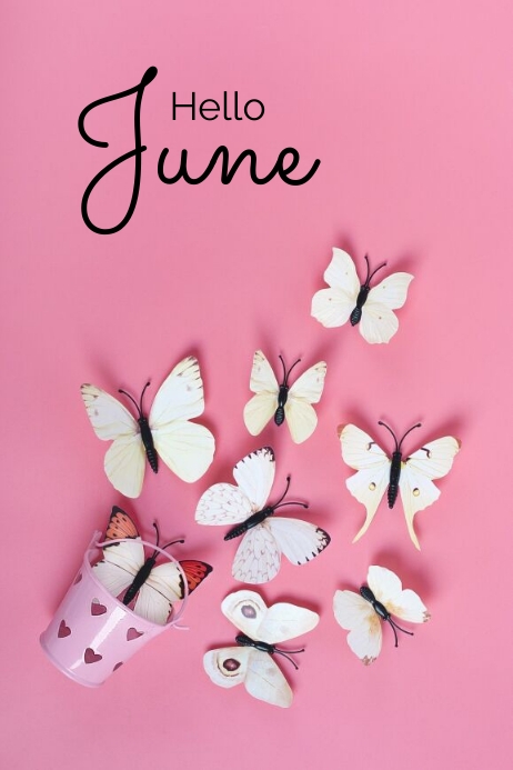 Hello June Header Pink Minimalist Hello June Instagram Post Template | PosterMyWall