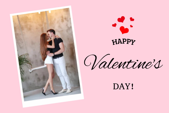 Pink Minimalist Photo Frame Valentine's Day G Plakat template