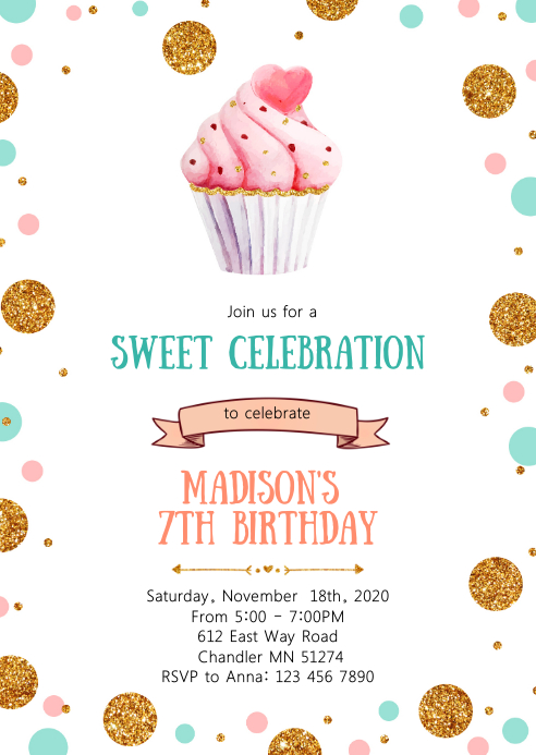 Modele Invitation Cupcake Menthe Rose Anniversaire Postermywall Modele Invitation Cupcake Menthe Rose Anniversaire Postermywall
