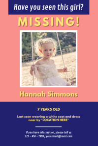 Pink Missing Girl Poster template