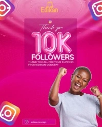 Pink Modern & Minimal 10k Instagram Thank You Template Instagram Portrait