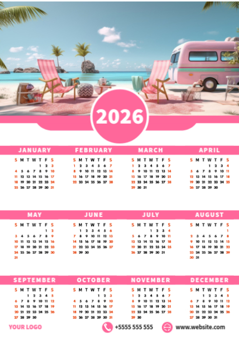 Copy of Pink Modern Minimal 2026 Yearly Calendar Template Design A2 Copy of Pink Modern Minimal 2026 Yearly Calendar Template Design A2