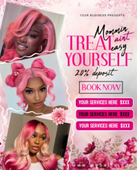 Pink Modern & Minimal Beauty and Hair Salon Promotion Instagram Portrait template