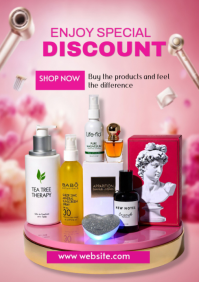 Pink Modern & Minimal Beauty Product Promotion A4 template