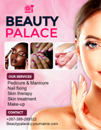 Pink Modern & Minimal Beauty Salon Services Flyer Volantino (US Letter) template