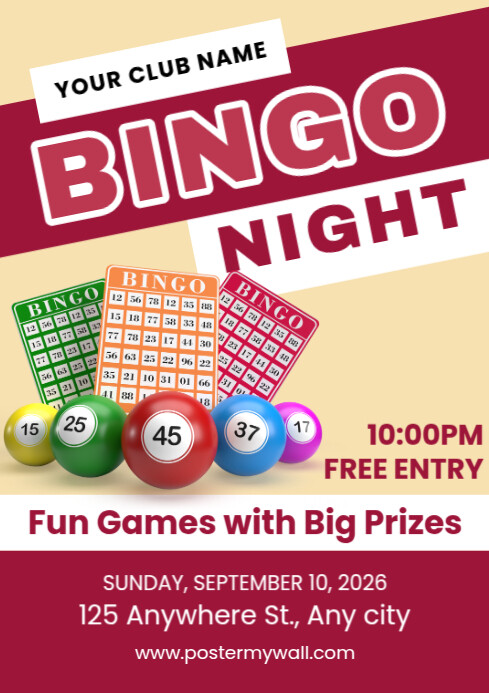 Copy of Pink Modern & Minimal Bingo Night Event Invitation A4 ...