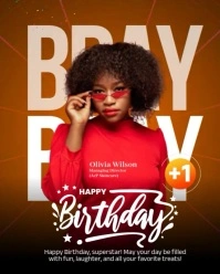 Pink Modern & Minimal Birthday Video  Instagram Portrait template