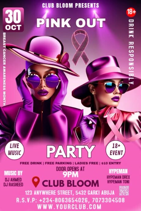 Pink Modern & Minimal Breast Cancer Awareness Month(pink October Party ...