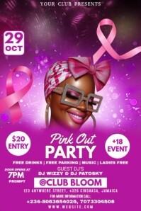 粉色 Pink Out Party Poster Template