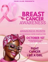 Pink Modern & Minimal Breast Cancer Awareness Month  Flyer (us Letter) template