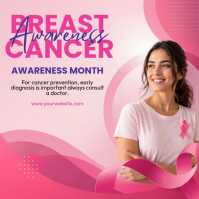 Pink Breast Cancer Awareness Instagram 帖子 Template