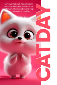 Pink Modern & Minimal Cat Day Poster Iphosta template