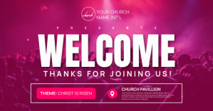 Pink Modern & Minimal Church Welcome Event Facebook Shared Image delt Facebook-billede template