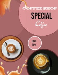 Pink Modern & Minimal Coffee  Flyer (us Letter) template