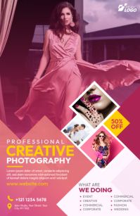 Pink Modern & Minimal Creative Photography Tabloid template