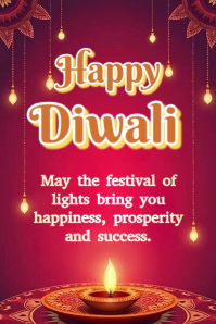 Pink Modern & Minimal Eddie Diwali Card  Poster template