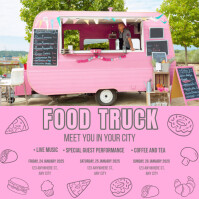 Red Pink Modern & Minimal Food Truck Pos Instagram Instagram Post Template
