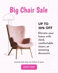 Pink Modern & Minimal Furniture Sale Instagram Portrait template