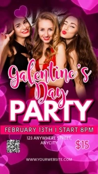 Pink Modern & Minimal Galentine's Day Party Reel Instagram template